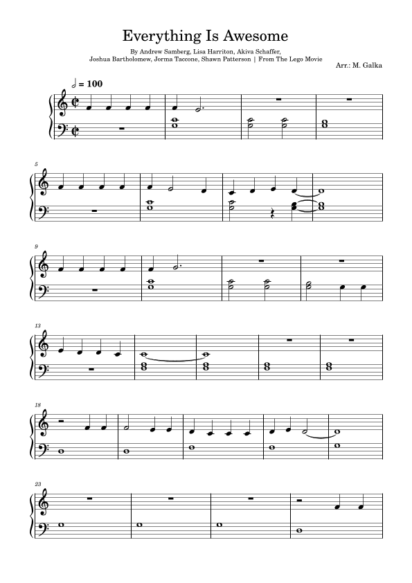 Everything Is Awesome (awesome Remixx!!!) (arr. M. Galka)