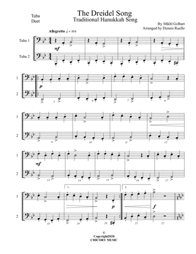 The Dreidel Song - Tuba Duet - Intermediate (arr. Dennis Ruello)