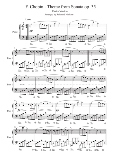 Theme from Chopin Sonata op. 35 - Easier version (arr. Reimund Merkens - Pianist and Arranger)