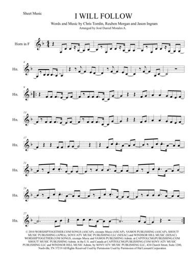 I Will Follow (arr. José Daniel Morales A.)
