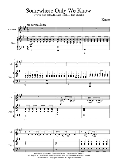 Somewhere Only We Know (arr. Golden Skull Editions)