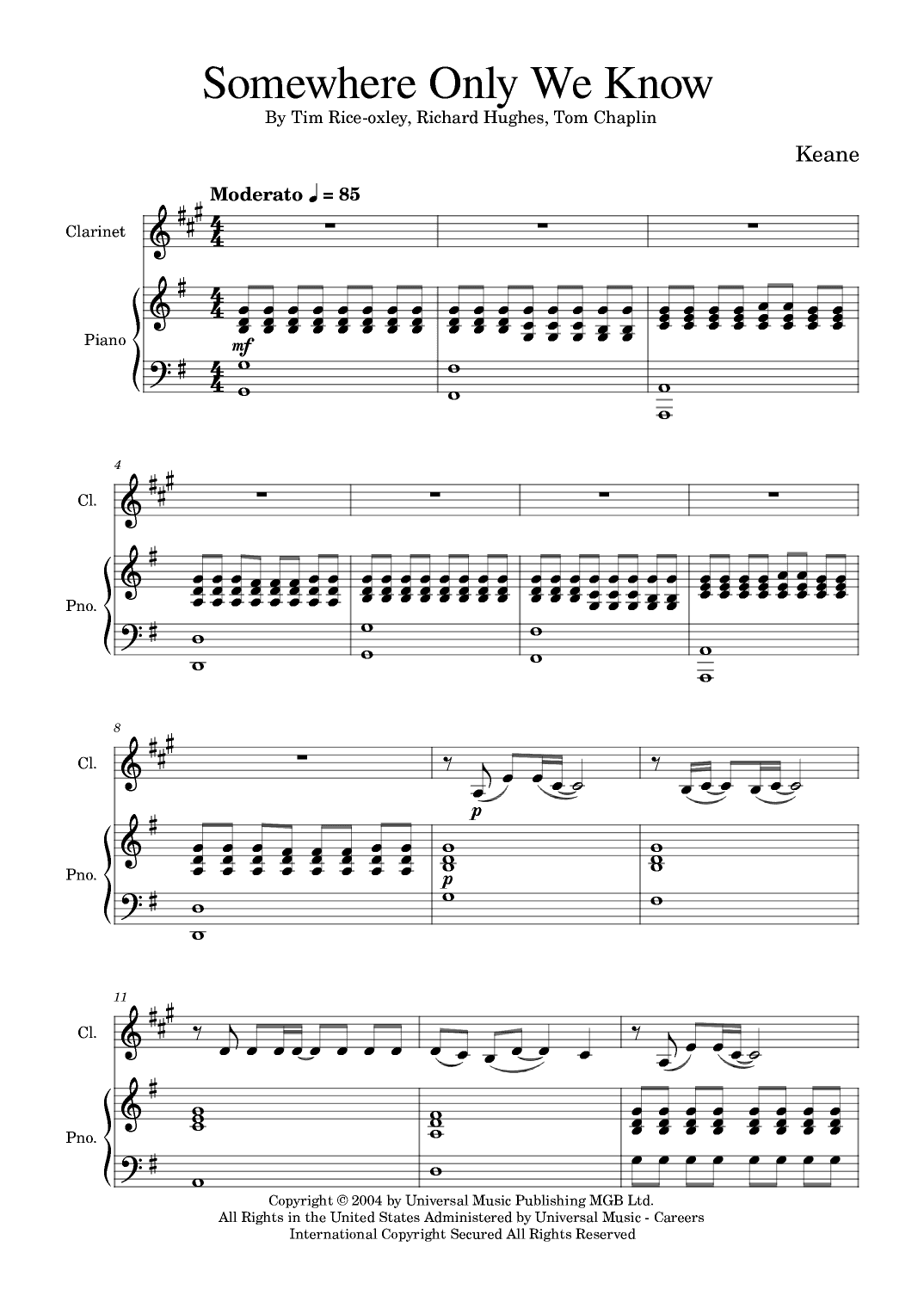 Somewhere Only We Know (arr. Golden Skull Editions)
