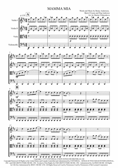 Mamma Mia (arr. Marina Vishnyakova)