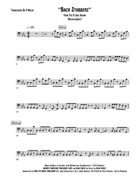 Back Stabbers (arr. P Welsh)