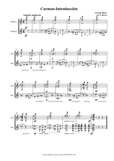 Carmen Suite (I - Introduction) (arr. Javier Bravo)