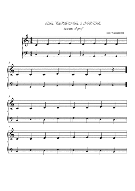 Le prime 3 note insieme al prof. piano 3 hands (arr. Ester Alessandrini)