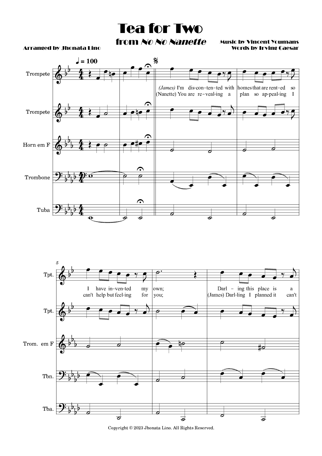 Tea For Two (arr. Jhonata Lino)