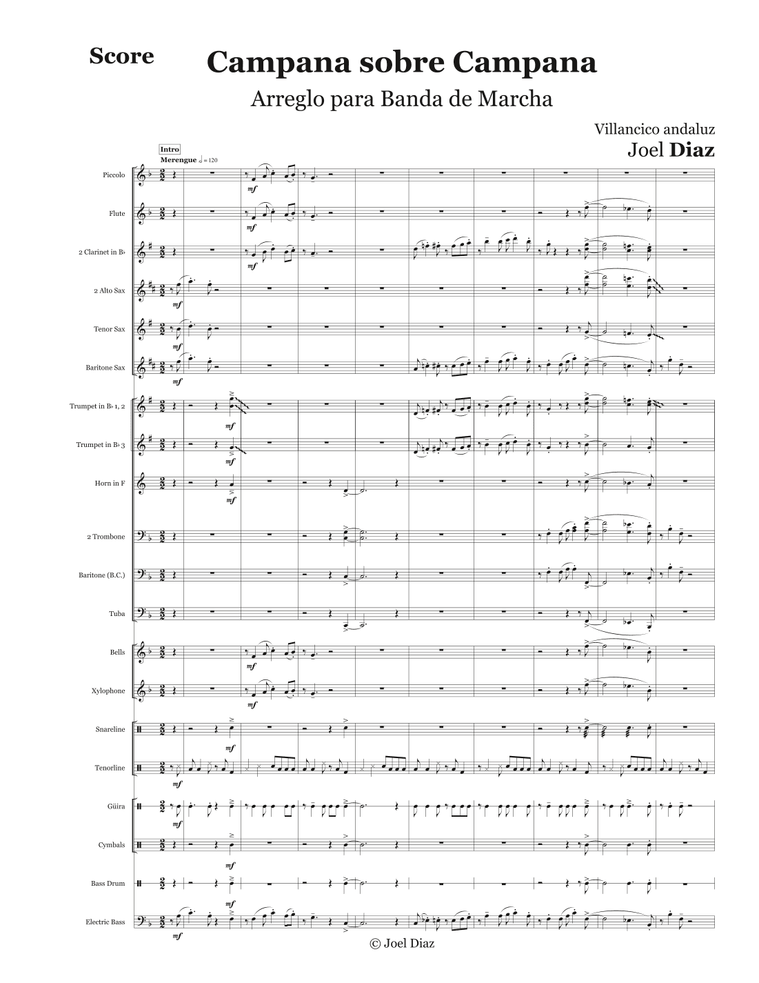 Campana sobre Campana - Score Only (arr. Joel Diaz)