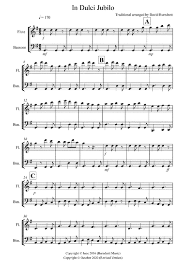 In Dulci Jubilo for Flute and Bassoon Duet (arr. David Burndrett)