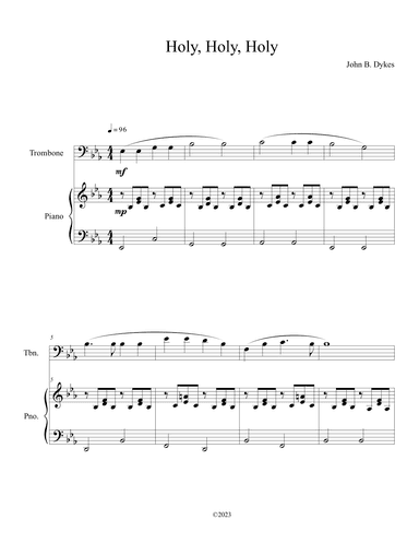 Holy, Holy, Holy (Trombone Solo with Piano Accompaniment) (arr. B. C. Dockery)