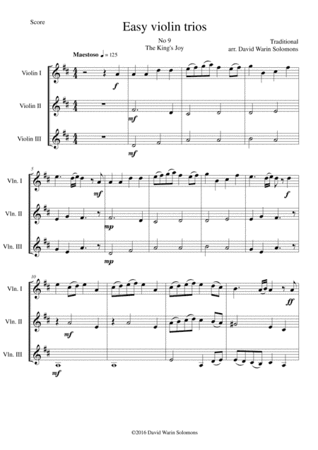 The King's Joy for violin trio (arr. David Warin Solomons)