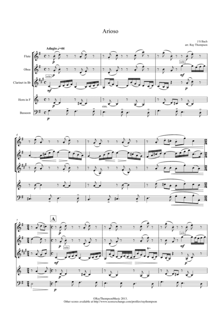 Bach: Arioso - wind quintet (arr. Ray Thompson)