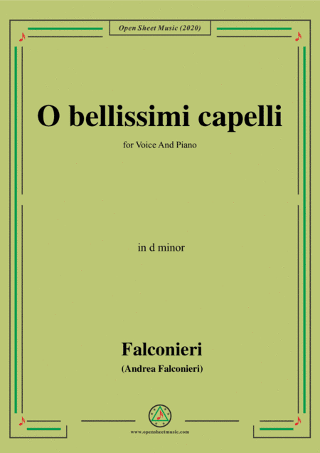 Falconieri-O bellissimi capelli,in d minor,for Voice and Piano (arr. MSM)