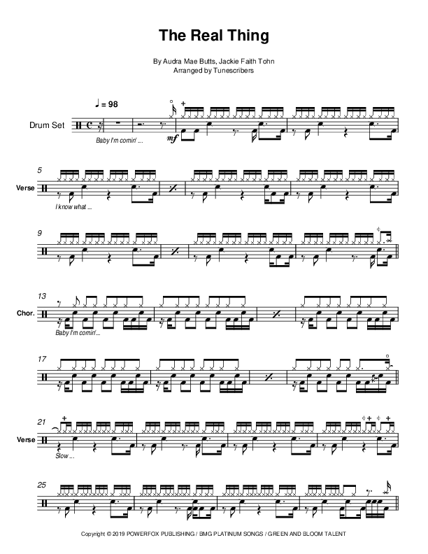 Real Thing, The (percussion part) (arr. Tunescribers)