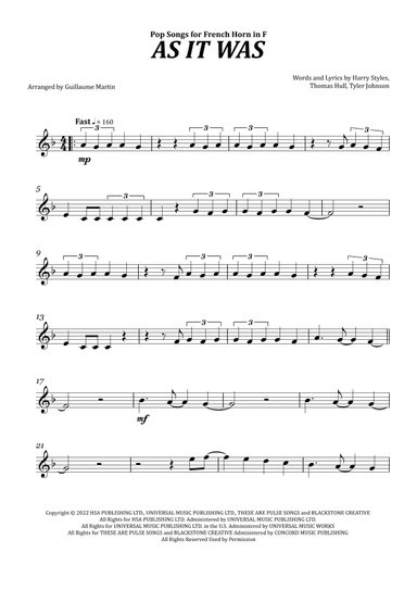 As It Was (arr. Guillaume Martin)