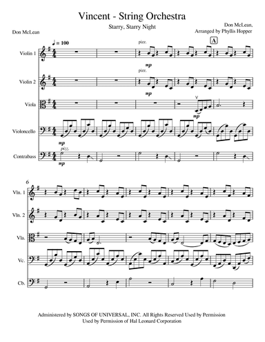 Vincent (Starry Starry Night) (arr. Phyllis Hopper)