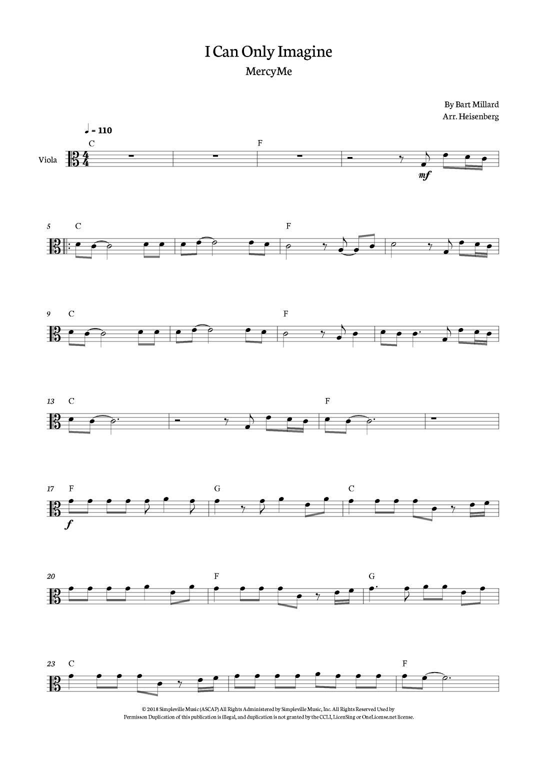 I Can Only Imagine (arr. Heisenberg)