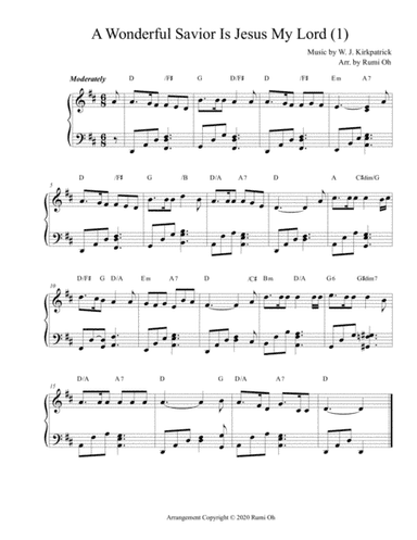 [A Wonderful Savior Is Jesus My Lord] Favorite hymns arrangements with 3 levels of difficulties for (arr. Rumi Oh)