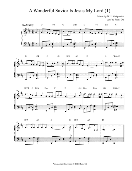 [A Wonderful Savior Is Jesus My Lord] Favorite hymns arrangements with 3 levels of difficulties for (arr. Rumi Oh)