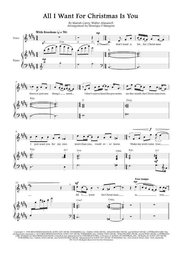 All I Want For Christmas Is You (arr. Henrique F Mangoni)