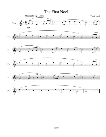 The First Noel for solo flute (arr. B C Dockery)