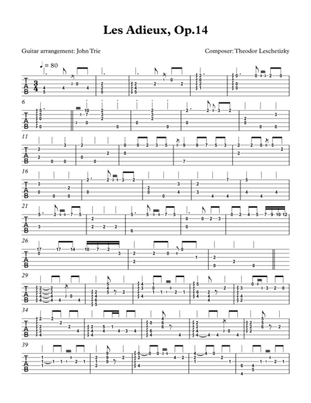 Les Adieux, Op.14 (arr. John Trie)