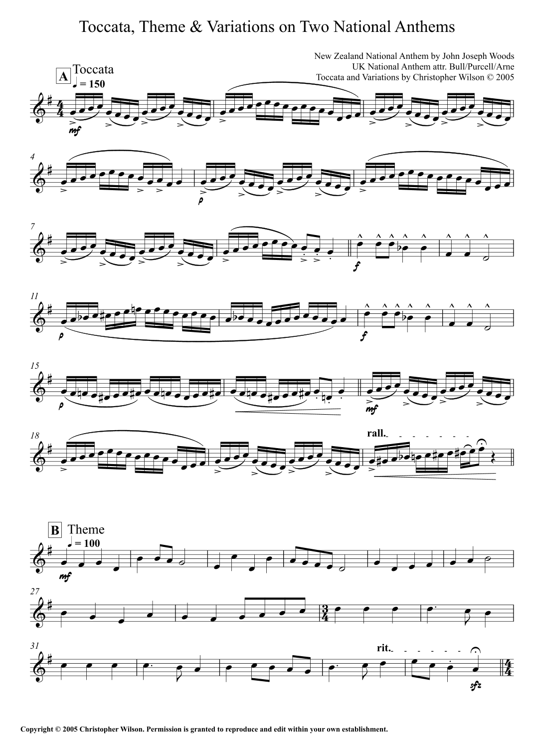 Toccata, Theme and Variations on Two National Anthems (arr. Christopher Wilson)