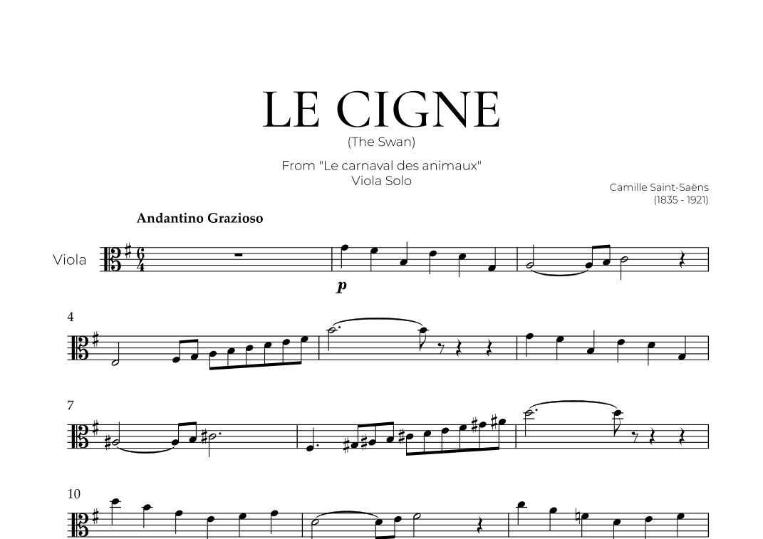 The Swan (Viola Solo) - Saint Saens (arr. Pedro Merendi)