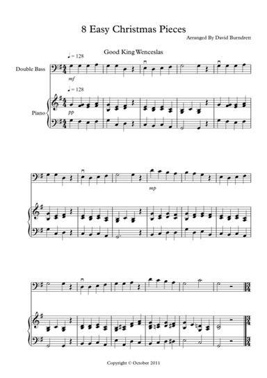 8 Easy Christmas Pieces for Double Bass And Piano (arr. David Burndrett)