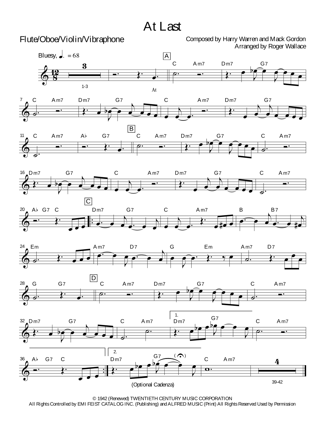 At Last (arr. Roger Wallace)