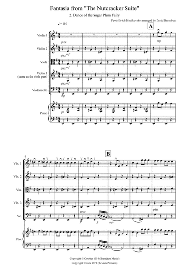 Dance of the Sugar Plum Fairy (fantasia from Nutcracker) for String Quartet (arr. David Burndrett)