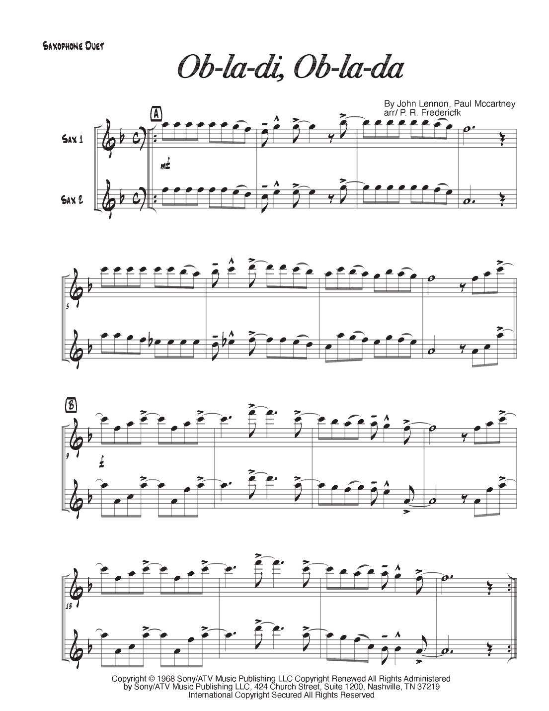 Ob-la-di, Ob-la-da (arr. P. R. Frederick)