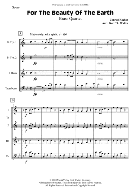 For The Beauty Of The Earth (arr. Gert Th. Walter)