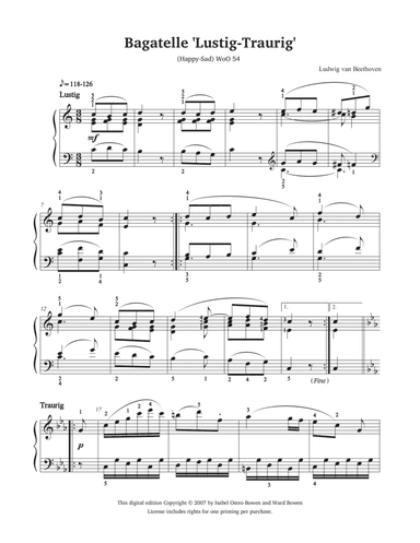 Bagatelle 'Lustig-Traurig' (Happy-Sad) (arr. Isabel Bowen)