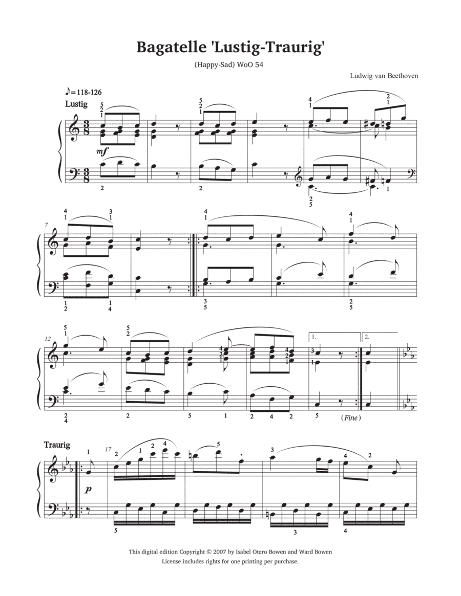 Bagatelle 'Lustig-Traurig' (Happy-Sad) (arr. Isabel Bowen)