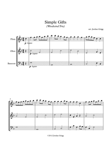 Simple Gifts (Woodwind Trio) (arr. Jordan Grigg)