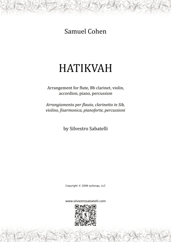 Hatikvah (the Hope) (arr. Silvestro Sabatelli)