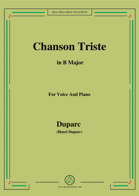Duparc-Chanson Triste in B Major (arr. MSM)