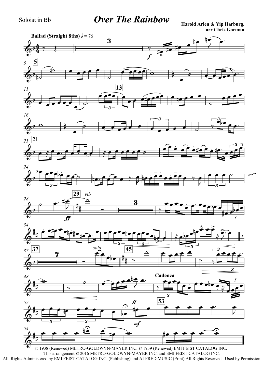 Over The Rainbow (arr. Chris Gorman)