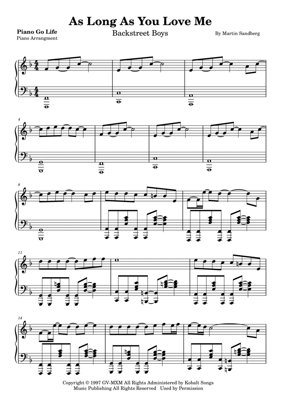 As Long As You Love Me (arr. Piano Go Life)