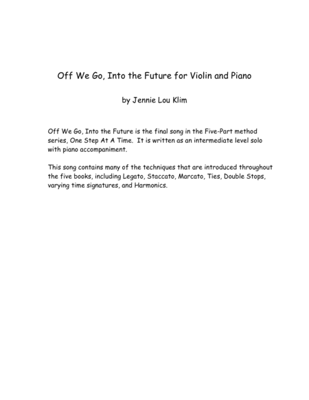 Off We Go, Into the Future, for Violin and Piano