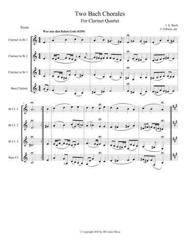Two Bach Chorales for Clarinet Quartet (arr. John Gibson)