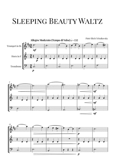 Tchaikovsky: Sleeping Beauty Waltz for Trumpet, Horn in F and Trombone (Brass trio) (arr. Cadenza Editions)