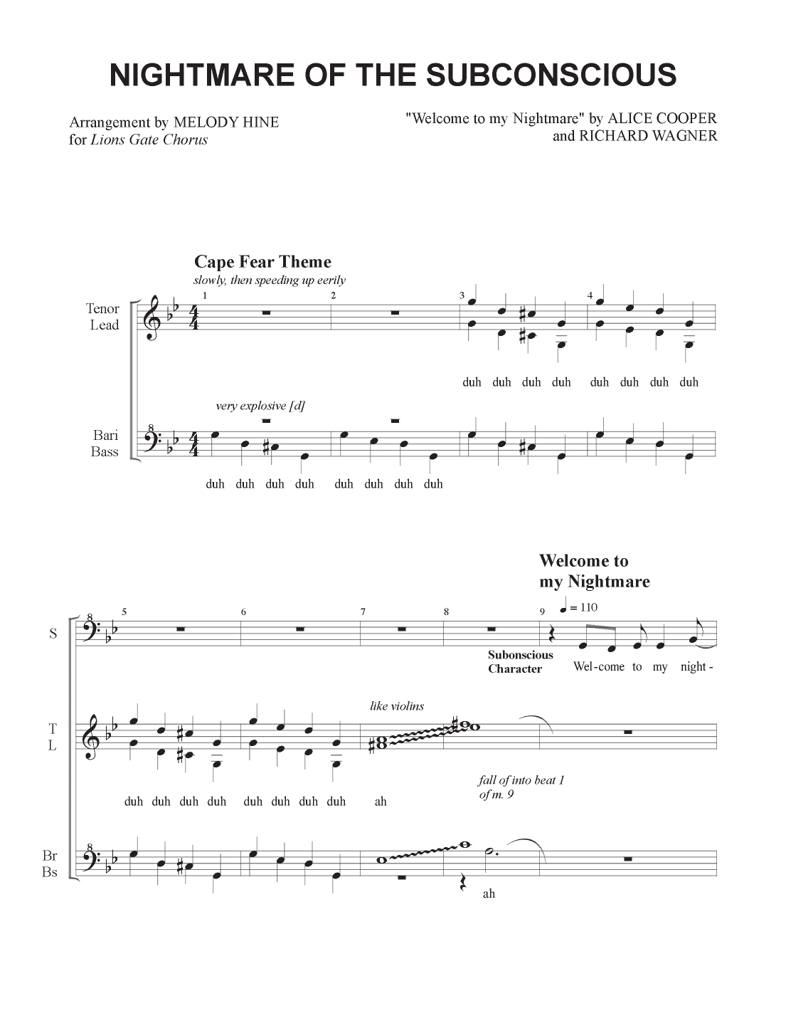 Welcome To My Nightmare (arr. Melody Hine)