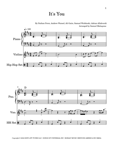 It's You (arr. Arranged by Samuel Malaquias)