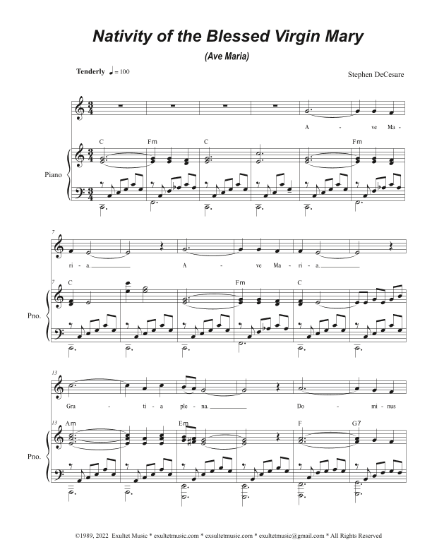 Nativity of the Blessed Virgin Mary (Ave Maria) (Vocal solo)