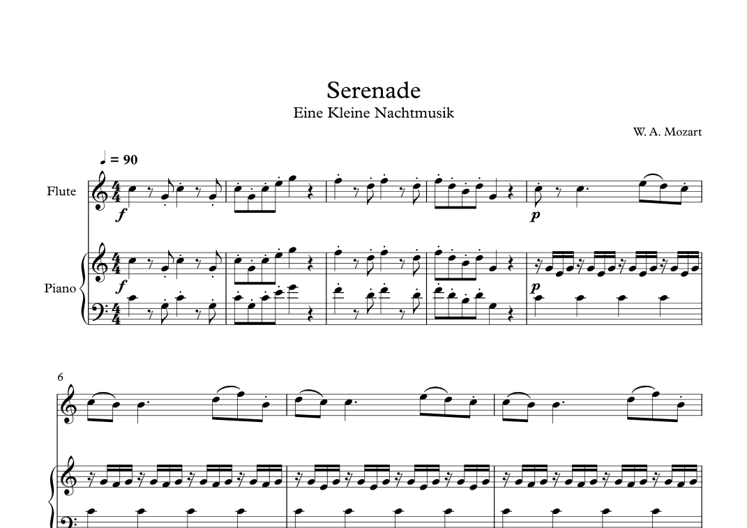 Serenade (Eine Kleine Nachtmusik) - Wolfgang Amadeus Mozart (Flute + Piano) (arr. Digital Book Music)
