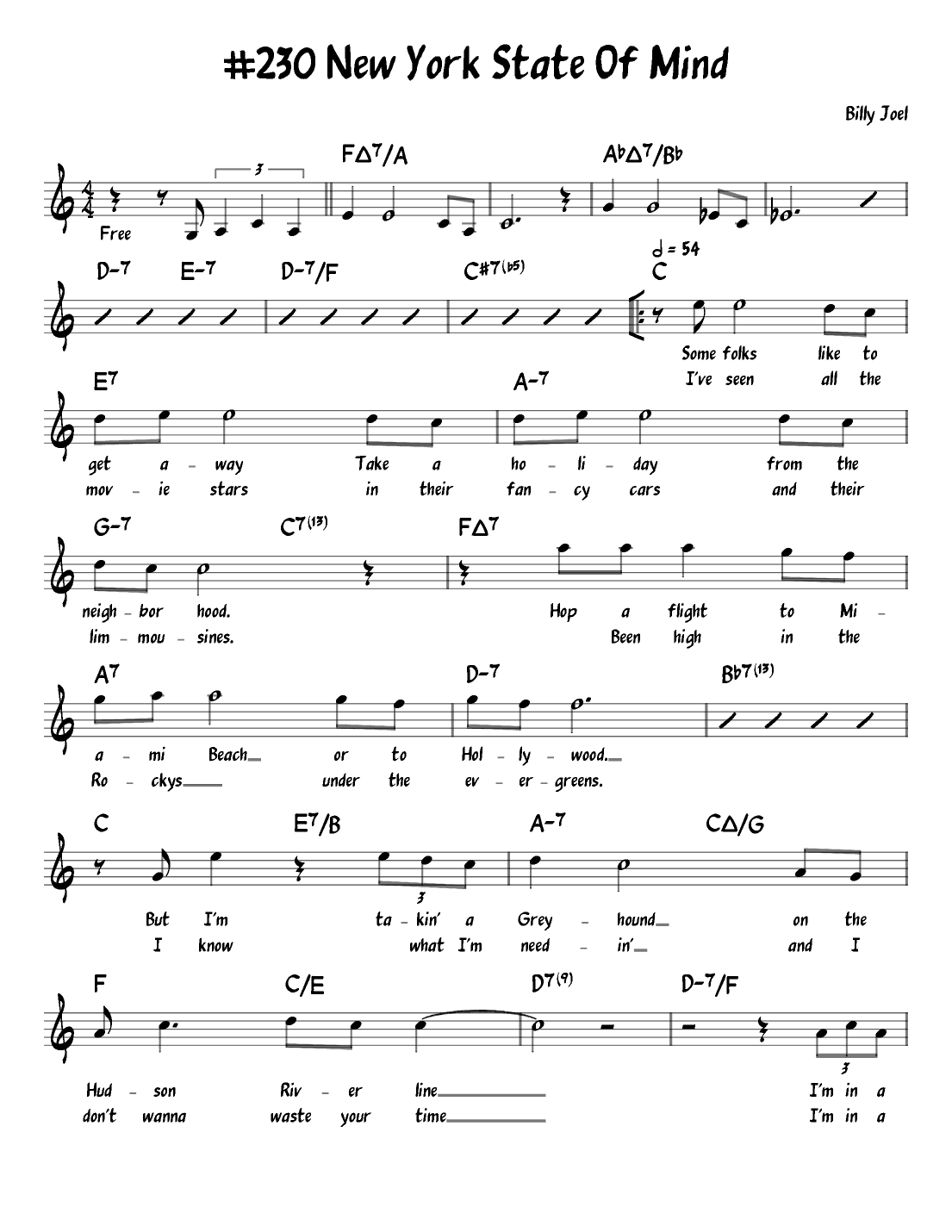 New York State Of Mind (arr. John Fries)