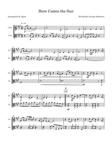 Here Comes The Sun (arr. K. Speck)