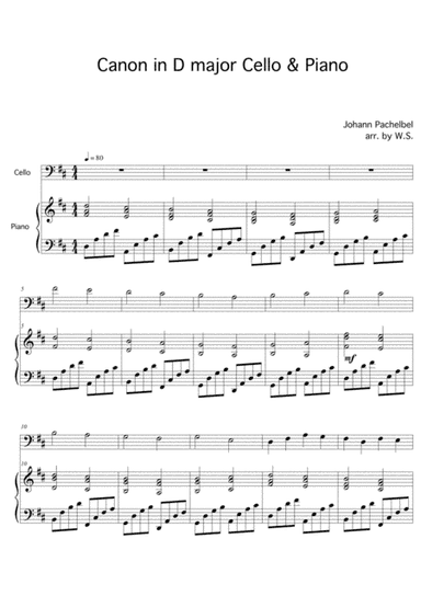 Canon in D major Cello and Piano (arr. Wendy Shih)
